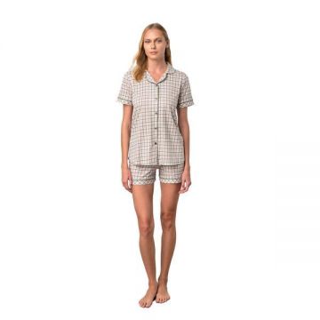 Pijama de dama Vamp 18216, S, 50% bumbac 50% modal,bej