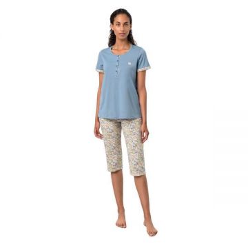 Pijama de dama Vamp 18242, XL , bumbac, albastru