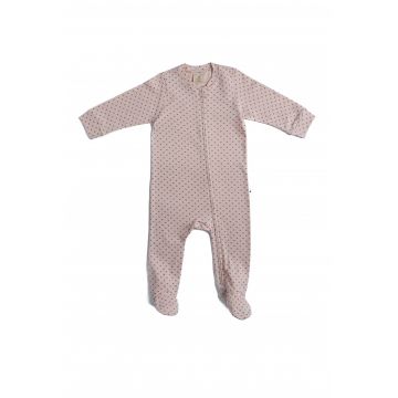 Pijama de bumbac organic cu botosei si fermoar