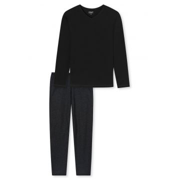 Pijama lunga de bumbac - Negru