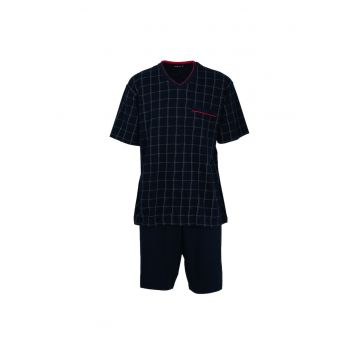 Pijama scurta cu decolteu in V - Albastru