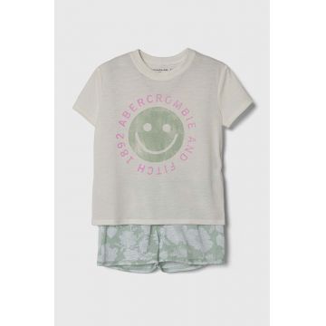 Abercrombie & Fitch pijama copii culoarea verde, modelator