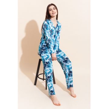 Pijama din amestec de modal cu pantaloni lungi Aria