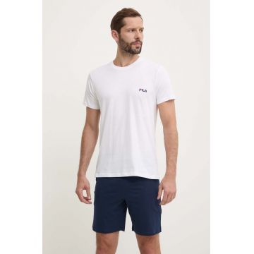 Fila pijamale de bumbac culoarea alb, neted, FPS1194