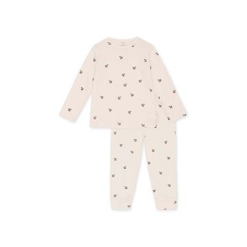 Konges Sløjd pijamale de bumbac pentru copii SLEEPY PJ GOTS culoarea bej, cu imprimeu