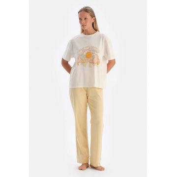 Pijama din bumbac cu imprimeu grafic