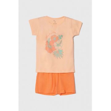 zippy pijamale de bumbac pentru copii 2-pack culoarea portocaliu, cu imprimeu